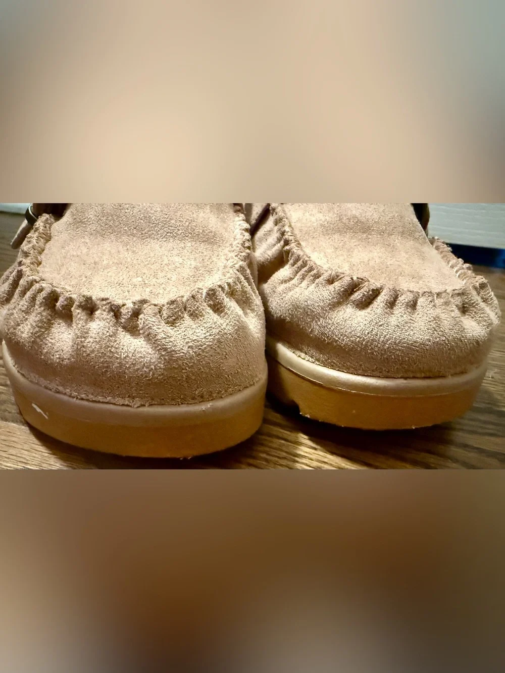 CCOCCI Effy Ruffle Suede Moccasin Mules Taupe Slip On Clogs Buckle Sz 36